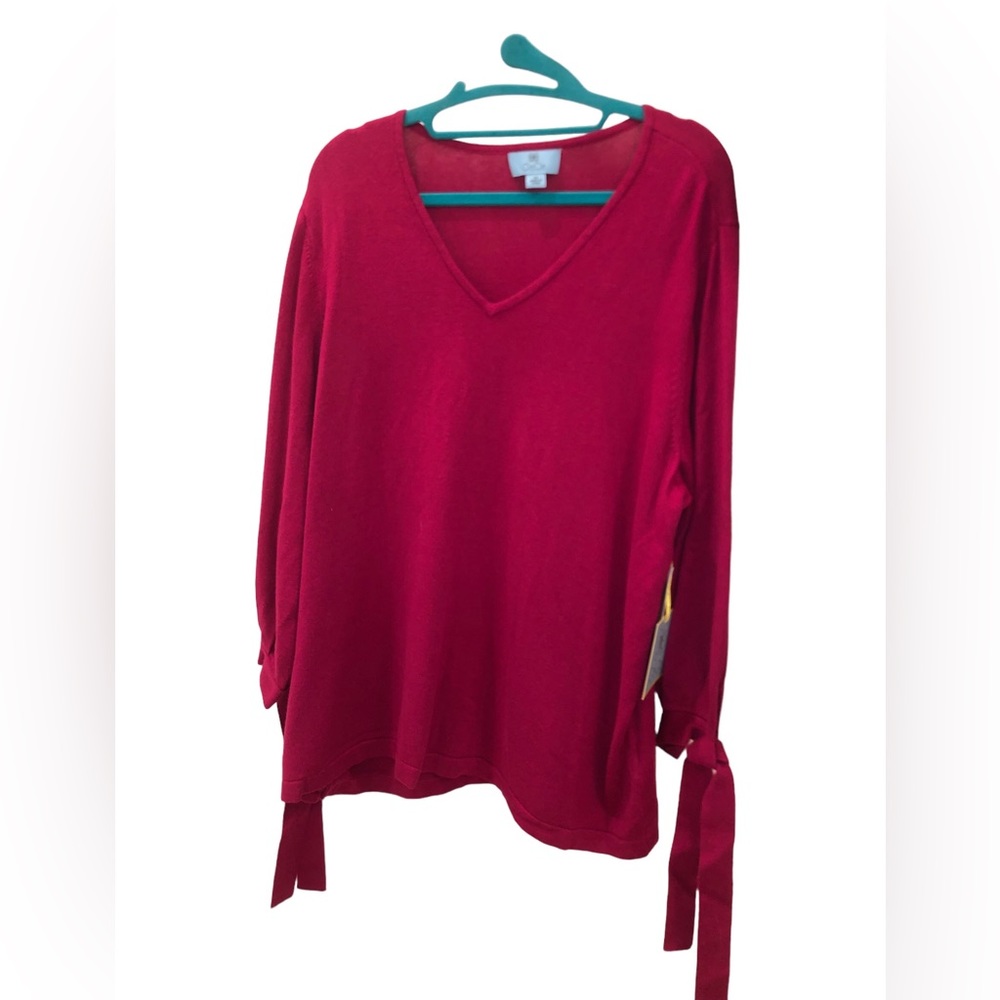 CeCe Fuschia Tie-Sleeve Sweater NWT